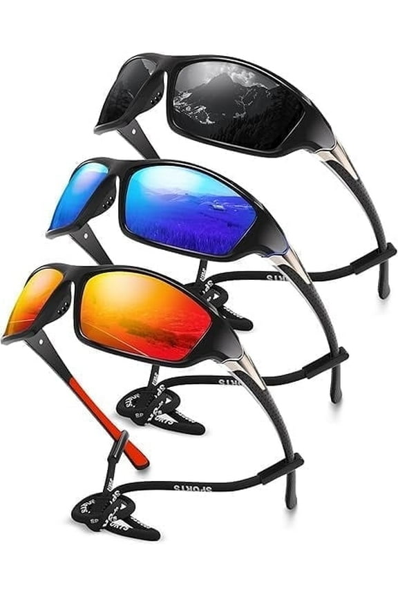 Polarized Sport Sunglasses for Men and Women,3Pack Lightweight Sun Glasses with UV Protection for Fishing Driving Cycling