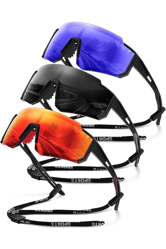 Polarized Sport Sunglasses for Men and Women, Lightweight TR90 Sun Glasses with UV Protection for Cycling Running