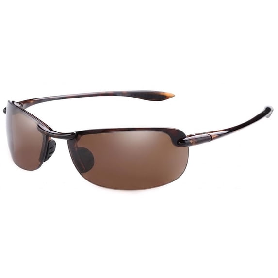 Polarized Sport Wrap Sunglasses for Men & Women, Lightweight Designer Frames with UV400 Protection - Tortoise