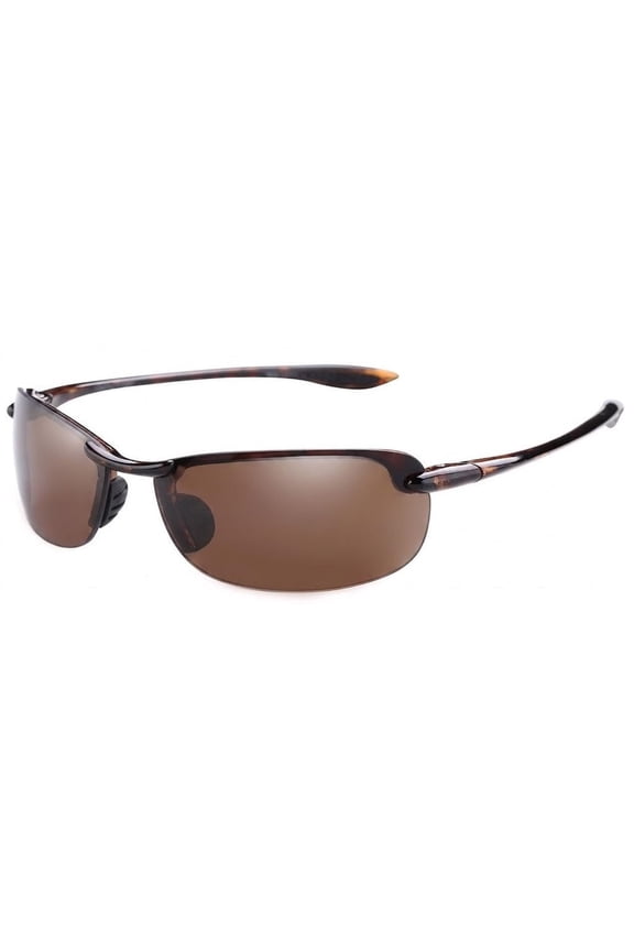 Polarized Sport Wrap Sunglasses for Men & Women, Lightweight Designer Frames with UV400 Protection - Tortoise