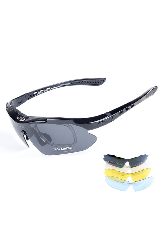 Polarized Sports Sunglasses Cycling Glasses for Men Women with 5 Interchangeable Lenses for Cycling Running Hiking UV400