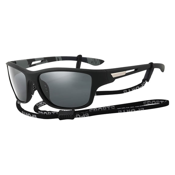 Polarized Sports Sunglasses for Men and Women - UV400 Protection Wrap Around Driving Fishing Glasses, Windproof Athletic Sunglasses with Lanyard Style A