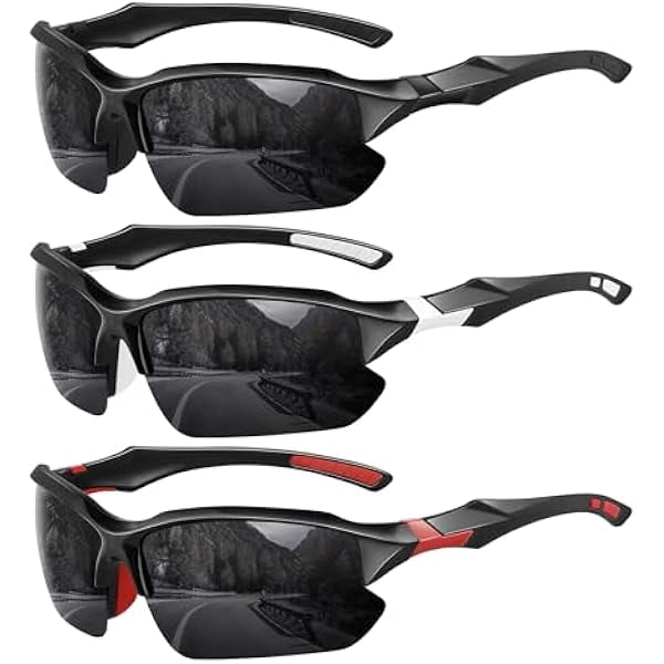 Polarized Sports Sunglasses for Men - UV Protection Half Frame Sun Glasses for Running Fishing