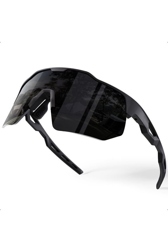 Polarized Sports Sunglasses for Men and Women, Big Frame TR90 Flexible Frame with UV Protection for Cycling, Running and Hiking