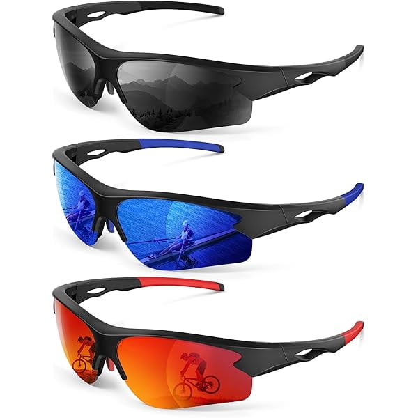 Polarized Sports Sunglasses for Men and Women - UV Protection Half Frame Sun Glasses for Running Baseball Fishing