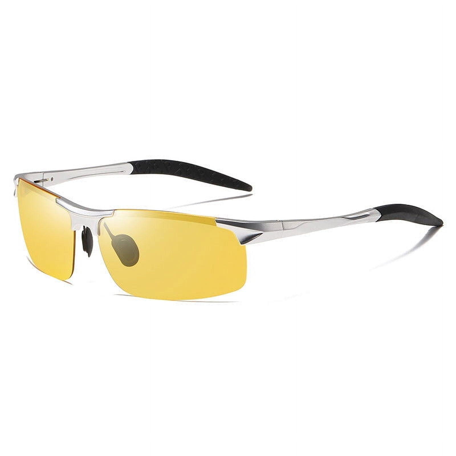 Polarized Sports Sunglasses for Men with UV400 Protection, Day and Night Color-Changing Lenses, Aluminum Magnesium Frame