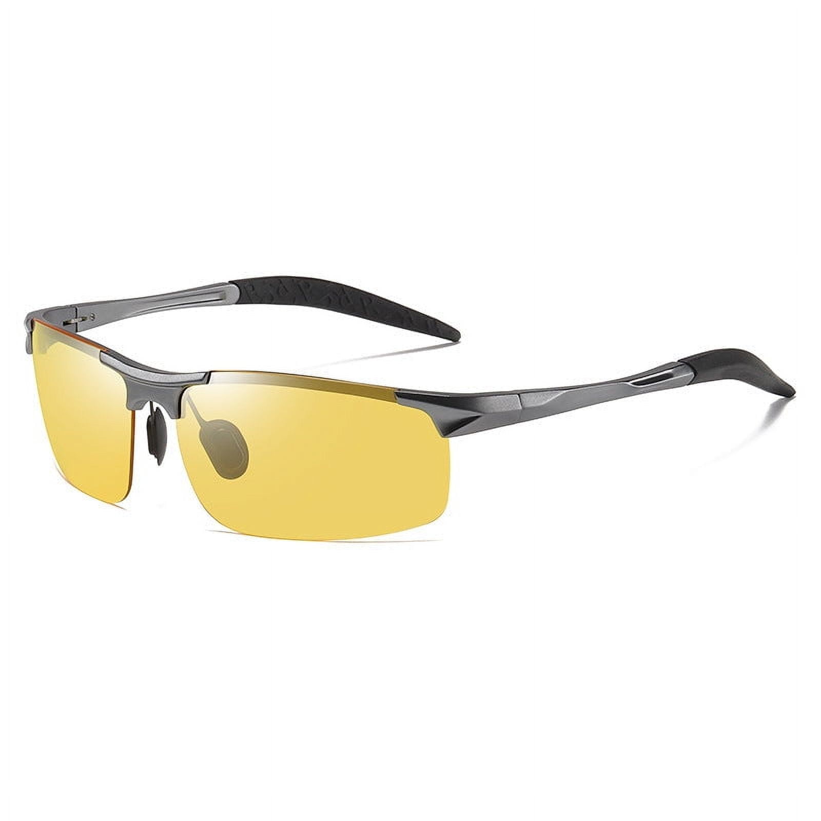Polarized Sports Sunglasses for Men with UV400 Protection, Day and Night Color-Changing Lenses, Aluminum Magnesium Frame