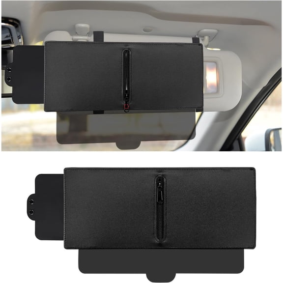 Polarized Sun Visor for Car with Zipper Slider, Anti-Glare Sunvisor Extension PC Lens & Side Sunshade, Windshield Extender Protects from UV Rays Passenger