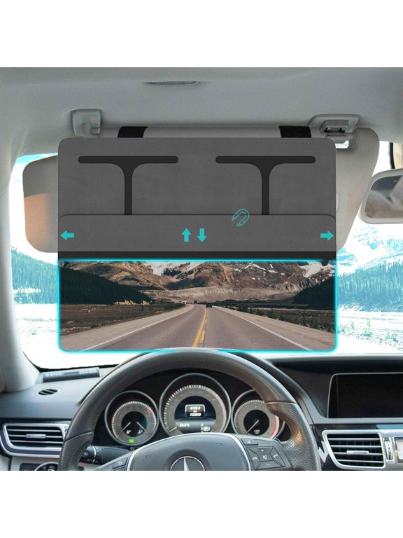 Polarized Sun Visor Extender for Car, Car Visor Extender Attachment Sun Blocker, Anti-Glare Removable PC Lens to Expand Sunshade for Safe Driving, Grey
