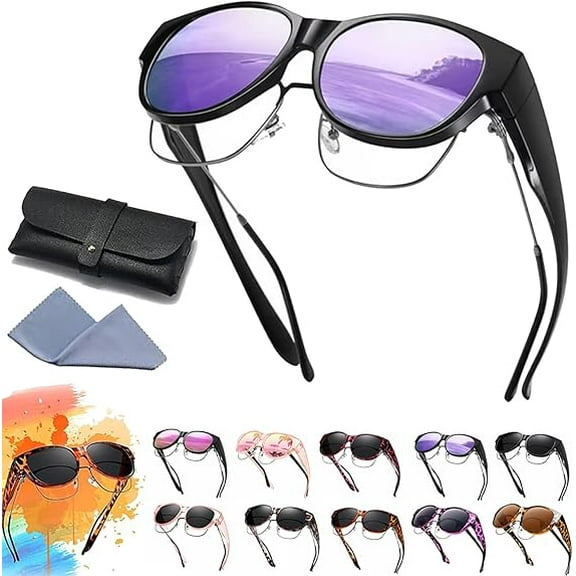 Polarized Sunglasses, 2025 New Polarized Uv400 Protection Trendy Round Cat-Eye Sunglasses, Fit over Glasses