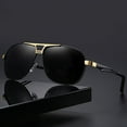 thumbnail image 1 of Polarized Sunglasses Aviators Pilot Polarised Sun Glasses Black Gold Mens UV400, 1 of 12