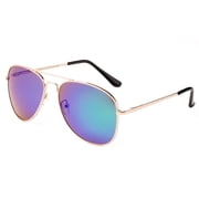 Polarized Sunglasses Classic Aviator Flash Full Mirror Lenses Slim Frame Super Light Weight for Men Women with Comfortable Spring Hinge UV Protection