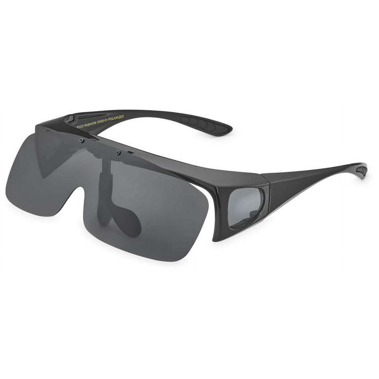 LEICO Fashion Polarized Sunglasses That Fit Over Prescription Glasses for Men Women Flip Up Shield Lens Wrap Around UV400 Driving Fishing Golf