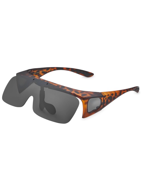 Polarized Sunglasses Fit Over Prescription Glasses for Men Women Flip Up Shield Lens Driving Shades