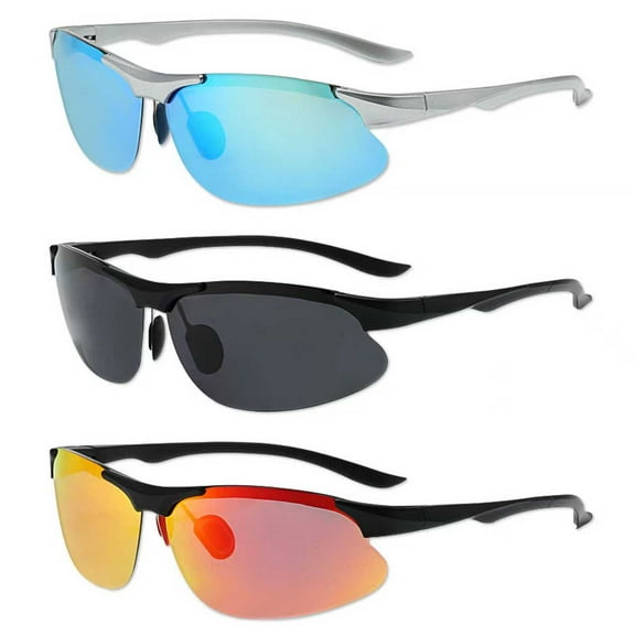 LOOIKOOS Polarized Sport Sunglasses for Men,3Pack Running Sunglasses Lightweight with UV Protection