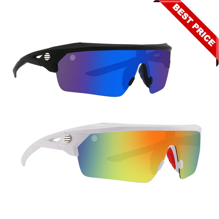 Polarized Sunglasses for Men & Women, Polarized HD Sport Wrap Men Cycling  Golf Ski Sunglasses Fishing Driving Glasses, Block 100% of UVA,UVB and UVC  Rays (Fire Lens) 