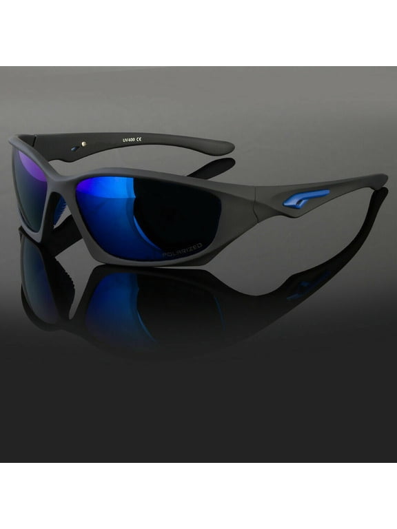 Polarized Sunglasses for Men & Women, Polarized HD Sport Wrap Men Cycling Golf Ski Sunglasses Fishing Driving Glasses, Block 100% of UVA,UVB and UVC Rays (Blue)