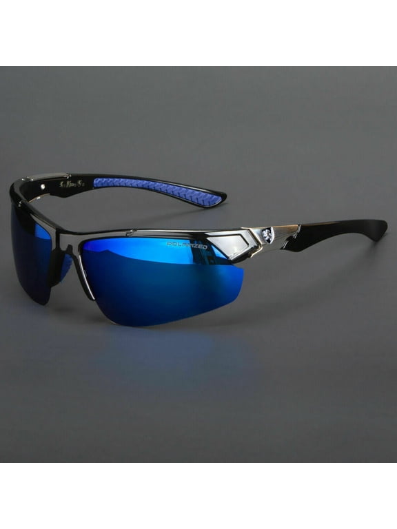 Polarized Sunglasses for Men & Women, Polarized HD Sport Wrap Men Cycling Golf Ski Sunglasses Fishing Driving Glasses, Block 100% of UVA,UVB and UVC Rays (Blue)