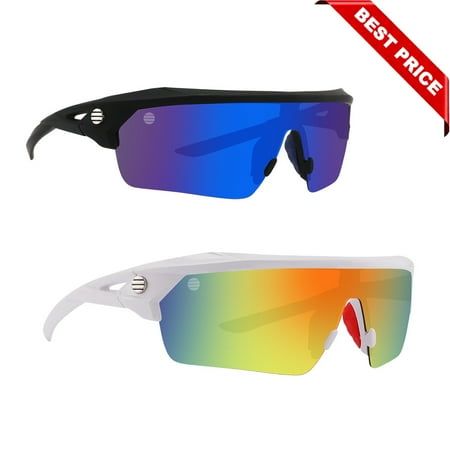 Polarized Sunglasses for Men & Women, Polarized HD Sport Wrap Men Cycling Golf Ski Sunglasses Fishing Driving Glasses, Block 100% of UVA,UVB and UVC Rays (Fire Lens)