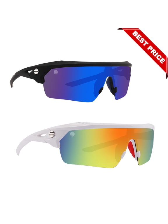 Polarized Sunglasses for Men & Women, Polarized HD Sport Wrap Men Cycling Golf Ski Sunglasses Fishing Driving Glasses, Block 100% of UVA,UVB and UVC Rays (Fire Lens)