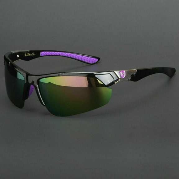 Polarized Sunglasses for Men & Women, Polarized HD Sport Wrap Men Cycling Golf Ski Sunglasses Fishing Driving Glasses, Block 100% of UVA,UVB and UVC Rays (Purple)