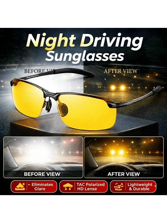 Polarized Sunglasses Night Driving glasses Men Driving Pilot Aviator sunglasses