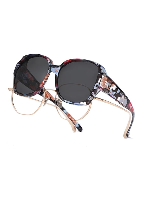 Polarized Sunglasses Over Glasses for Women Men, Fit Over Glasses Sunglasses Oversized UV Protection Gray