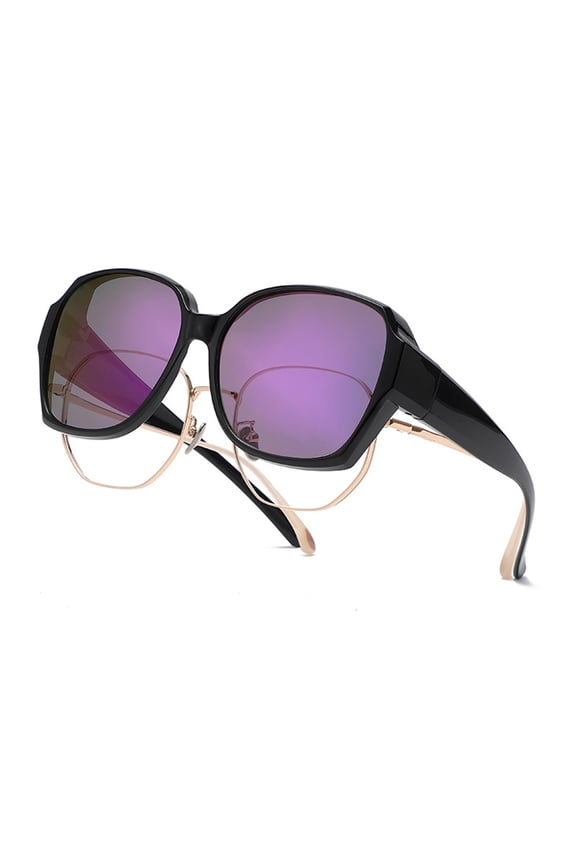 Polarized Sunglasses Over Glasses for Women Men, Fit Over Glasses Sunglasses Oversized UV Protection Purple