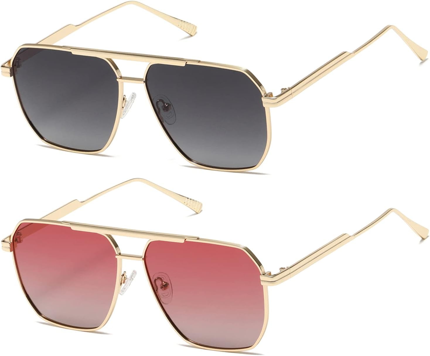 Retro Oversized Square Polarized Sunglasses for Women and Men Vintage Shades, Gold
