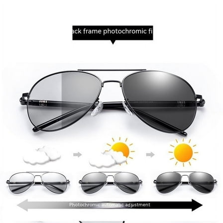 Men's Polarized Sunglasses Color Changing Day and Night Aviator Sunglasses with TAC Polarized Lens and Alloy Frame for