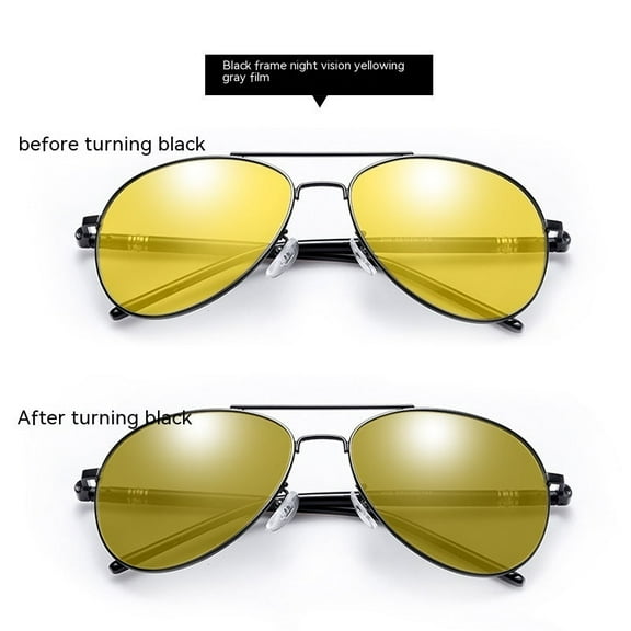 Men's Polarized Sunglasses Color Changing Day and Night Aviator Sunglasses with TAC Polarized Lens and Alloy Frame for