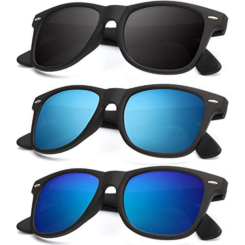 KALIYADI Polarized Sunglasses for Men and Women Matte Finish Sun Glasses Color Mirror Lens 100% UV Blocking 3 Pack, adult Unisex, Size: One size