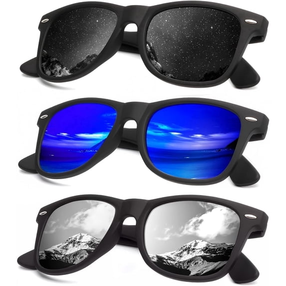 KALIYADI Sunglasses Polarized Matte Finish Retro Designer Sun Glasses for Women and Men UV Protection(3 Pack)