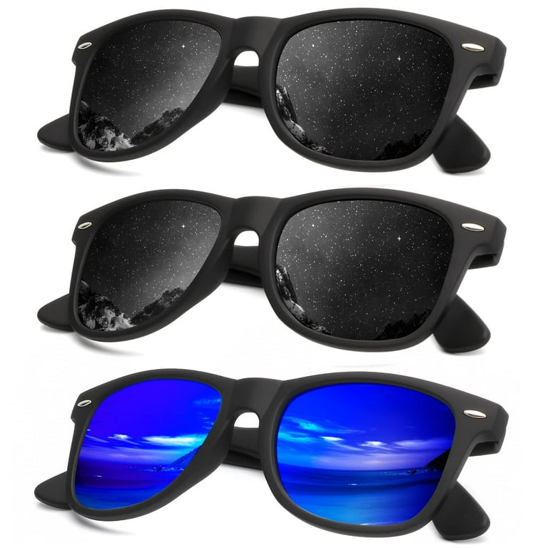 Polarized Sunglasses for Men and Women Matte Finish Sun glasses Color Mirror Lens 100 UV Blocking 3 Pack