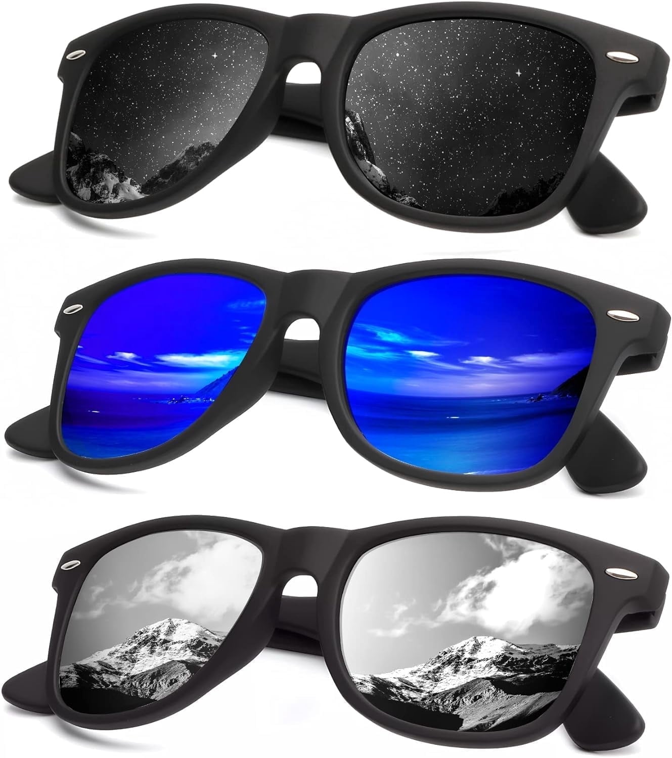 Polarized Sunglasses 3 Pack with Matte Black Frame UV Protection Polarized Matte Black Classic UVA-UVB Protection Sunglasses  main image 4