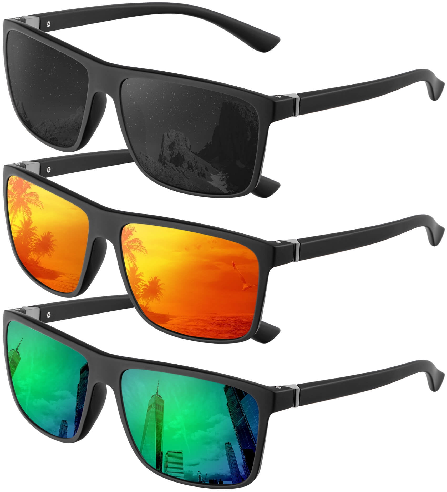 Polarized Sunglasses for Men Women UV Protection Driving Fishing Golf 3 Pack Polarized Sunglasses For Men – Classic Style, Lightweight  main image 4