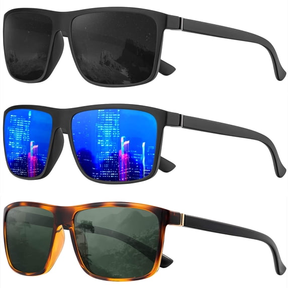KALIYADI Polarized Sunglasses for Men and Women,Classic Square Sun Glasses with UV Protection for Driving Fishing