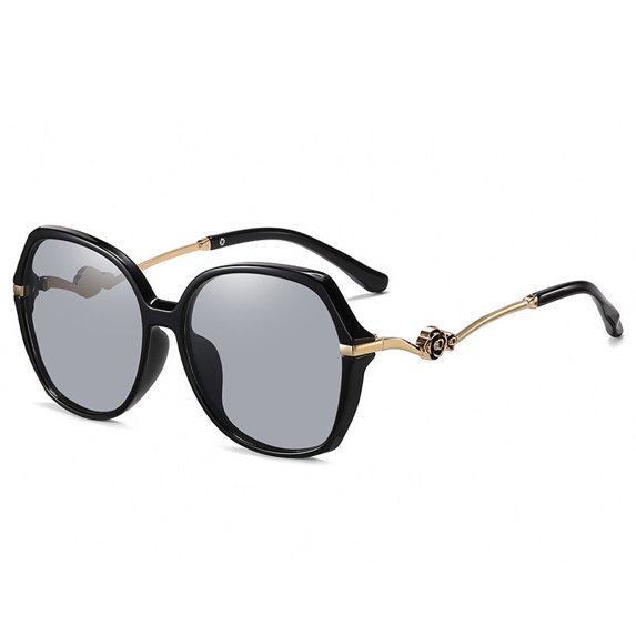 Polarized Sunglasses for Women Men, Fashion Metal Frame Big Round Sunglasses with TAC Lens, UV400 Protection