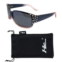 Polarized Sunglasses for Women - Premium Fashion Sunglasses - HZ Series Diamante Womens Designer Sunglasses (Black & Pink, Dark Smoke)