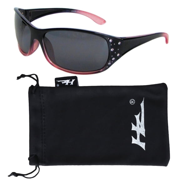 Polarized Sunglasses for Women - Premium Fashion Sunglasses - HZ Series Elettra Womens Designer Sunglasses (Black & Red, Dark Smoke)