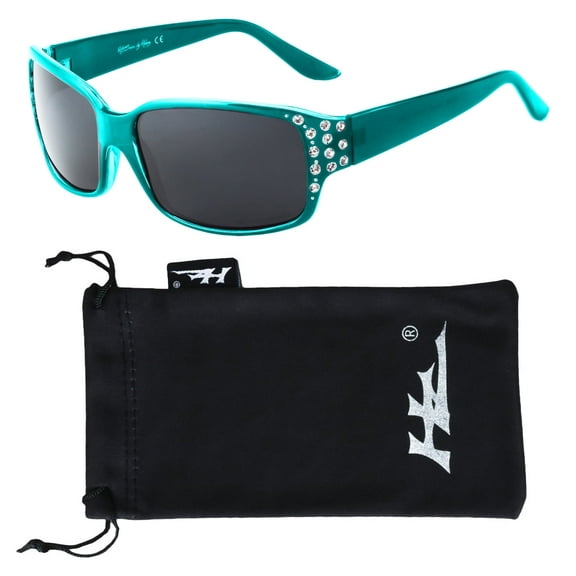 Polarized Sunglasses for Women - Premium Teal Fashion Sunglasses - HZ Series Diamante Womens Designer Sunglasses