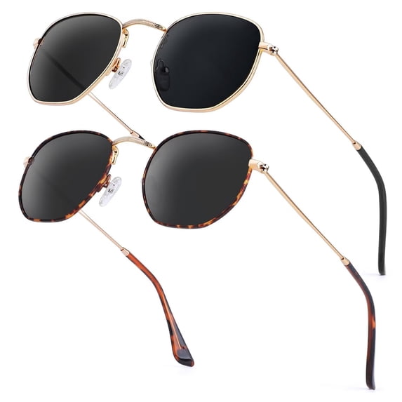 Polarized Sunglasses for Women and Men, Retro Hexagon Style Glasses with UV Protection Trendy Metal Frame