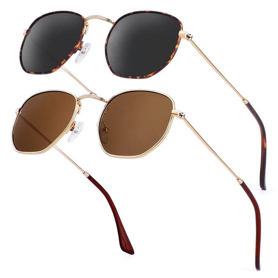 Polarized Sunglasses for Women and Men, Retro Hexagon Style Glasses with UV Protection Trendy Metal Frame