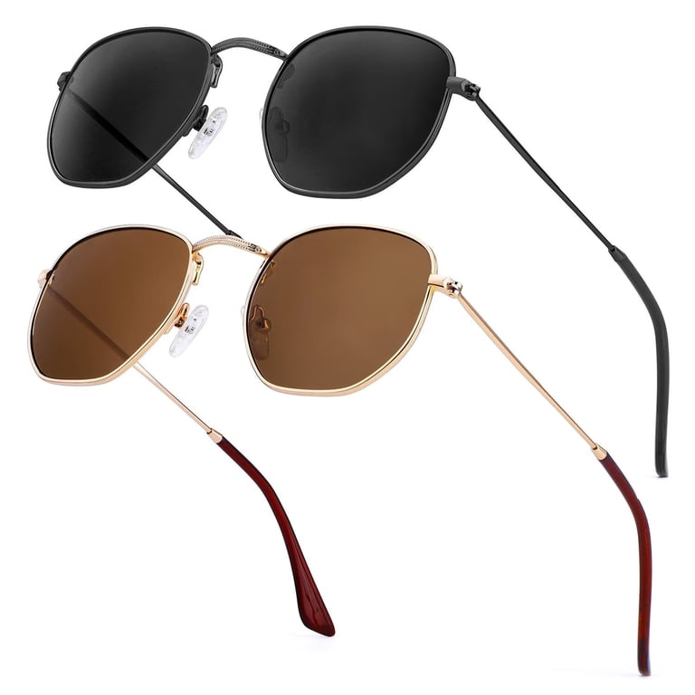 Retro Hexagon Metal Sunglasses with UV400 Protection FBHLZ Women Hexagon Sunglasses with Chain Vintage Metal  main image 4