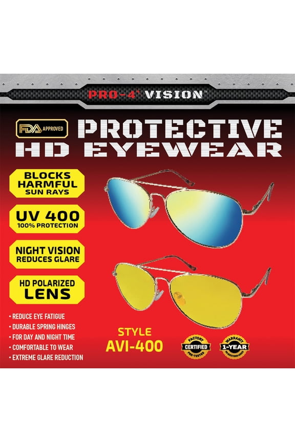 Polarized Sunglasses with Night Driving Glasses - AVI 2 Pack