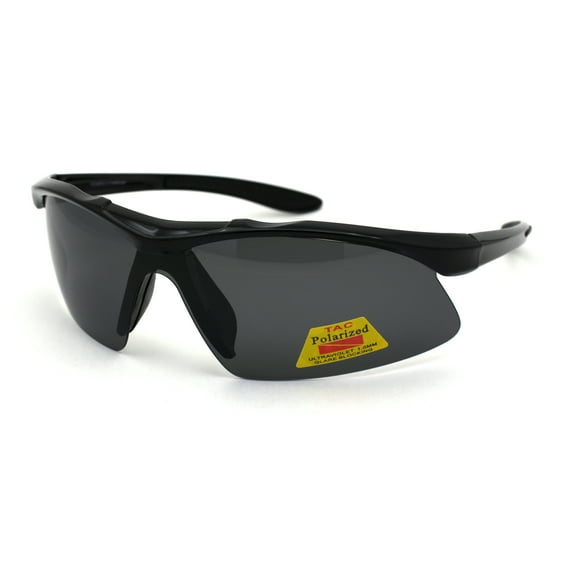 Polarized TAC 1.0mm Lens Mens Half Rim Warp Sport Sunglasses All Black