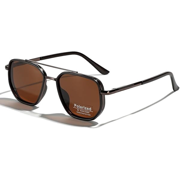 Polarized TR90 Sunglasses Vintage Square Flattop Sun Glasses  display picture 2