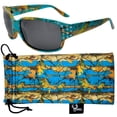 thumbnail image 1 of Polarized Teal Camo Sunglasses for Women - Diamante - Teal Camo Frame - Smoke Lens, 1 of 3