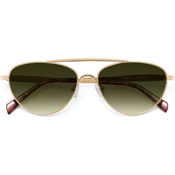 Polarized Trendy Aviator Metal Eye Sunglasses for Women Men Retro Shades VL9868
