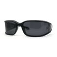 thumbnail image 1 of Polarized Unique Curved Side Visor Lens Narrow Rectangle Sunglasses All Black, 1 of 4